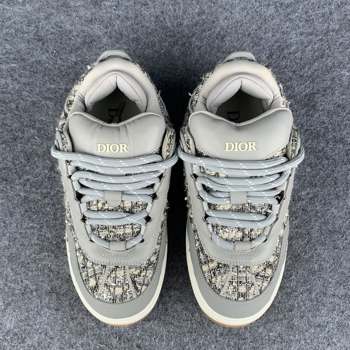 Dior B9S Skater Sneakers 'Grey Tweed Suede'